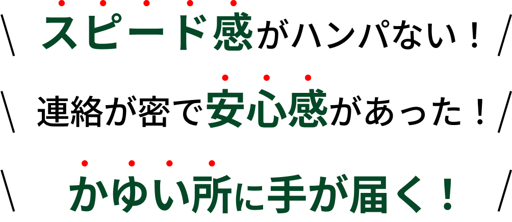 スピード感、安心感、かゆい所に手が届く